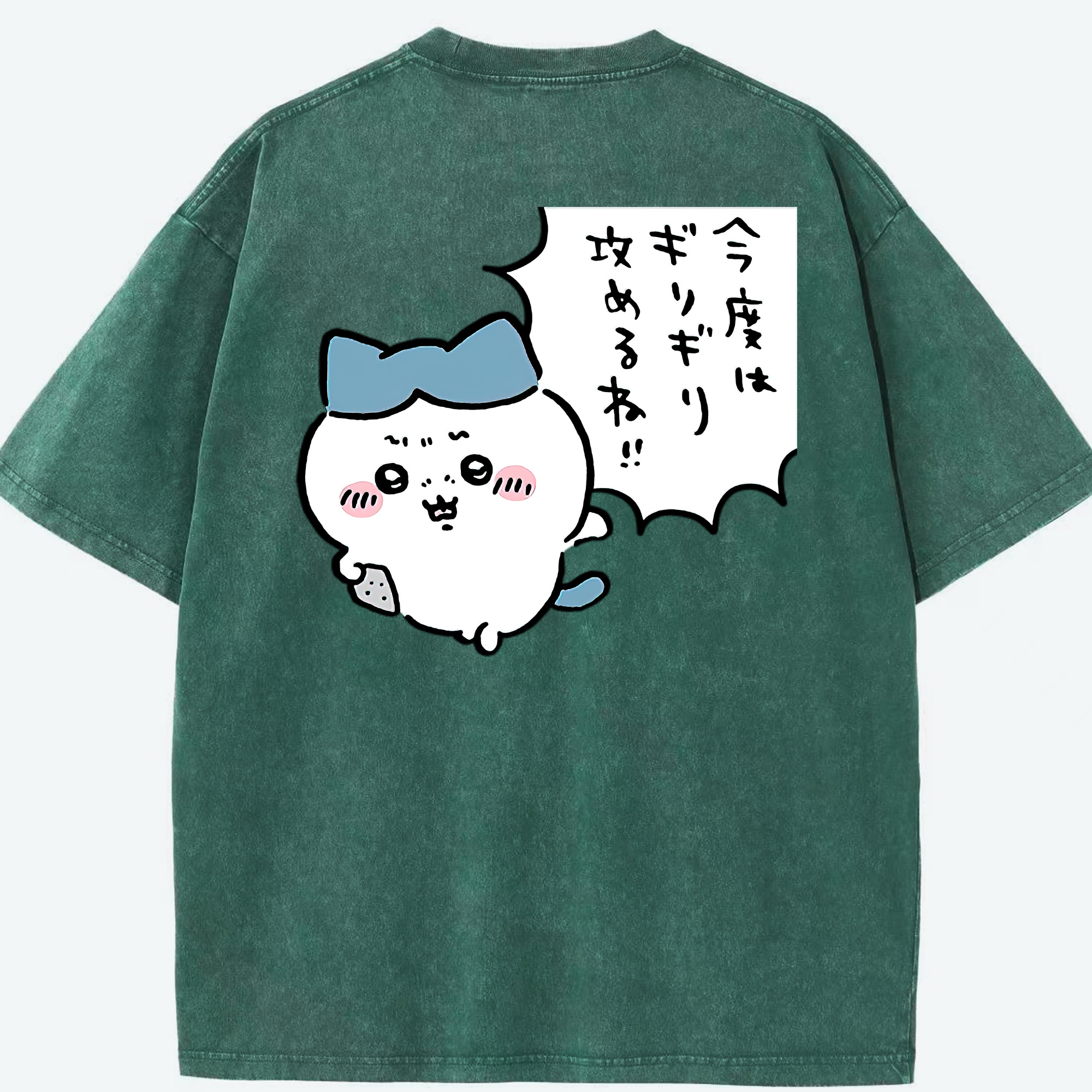 （画像用） ちいかわ ハチワレ Chii-kawa hachiware 綿100% ヴィンテージ風 半袖Tシャツ（背面プリント）